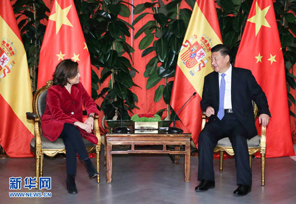 시진핑, 순방 귀국 길에 스페인 부총리와 만나